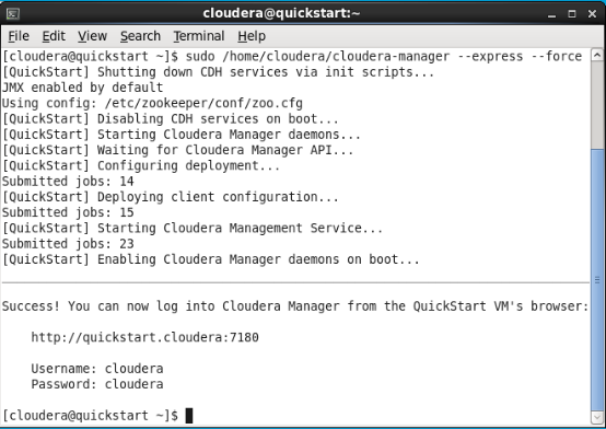 cloudera-quickstart管理组件启动成功